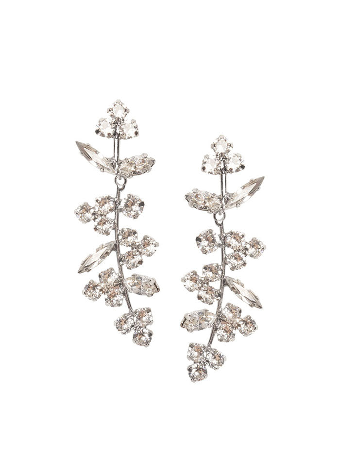 Swarovski crystal silver drop bridal earring on white background