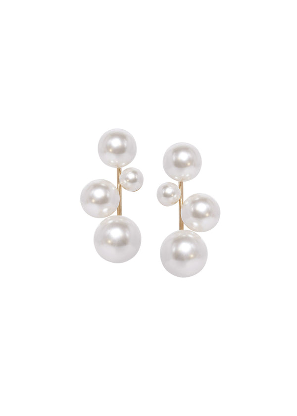Clustered Swarovski gold pearl stud
