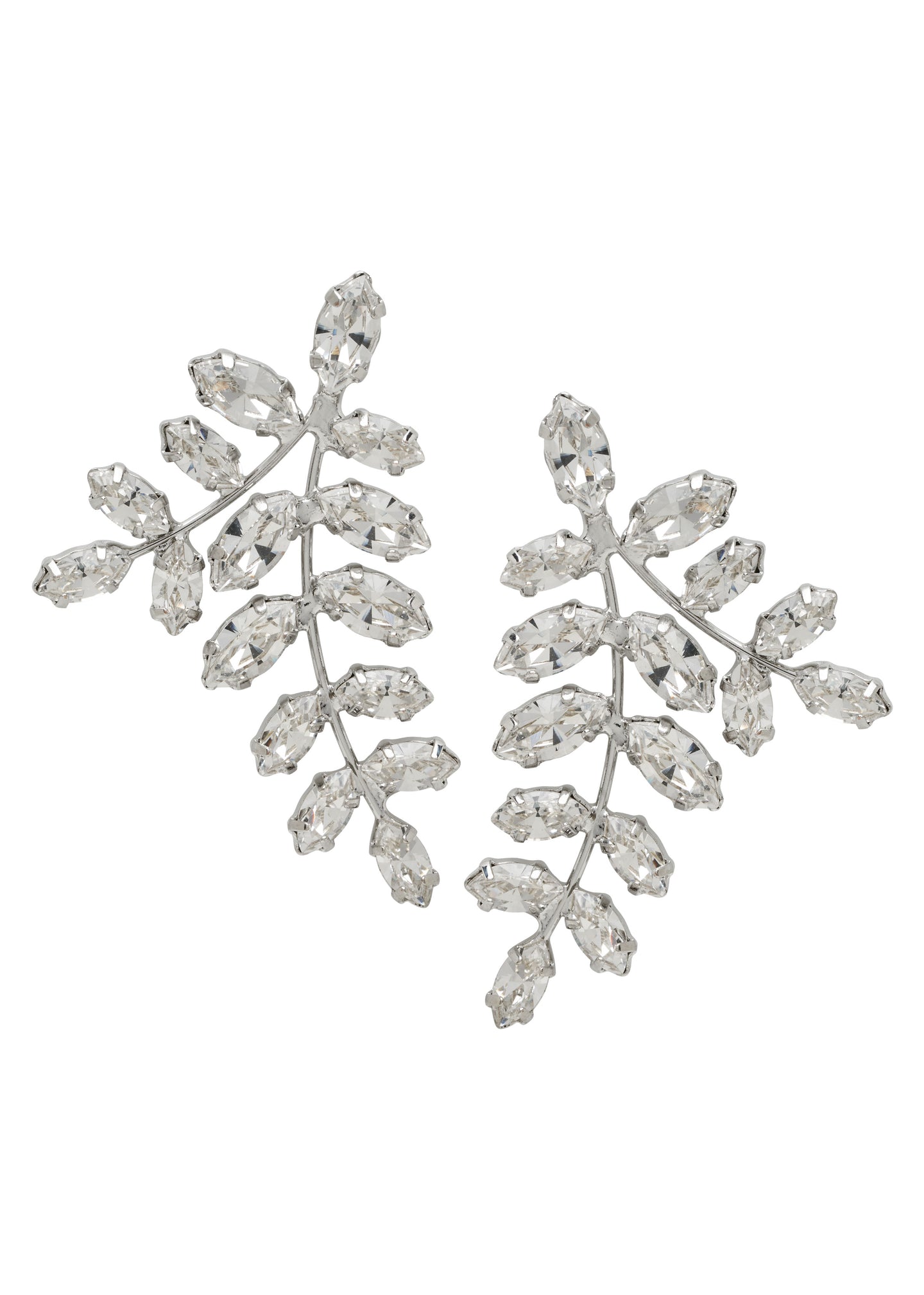 Swarovski silver crystal statement stud earring on white background