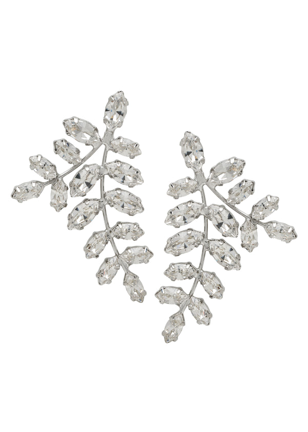 Swarovski silver crystal statement stud earring on white background