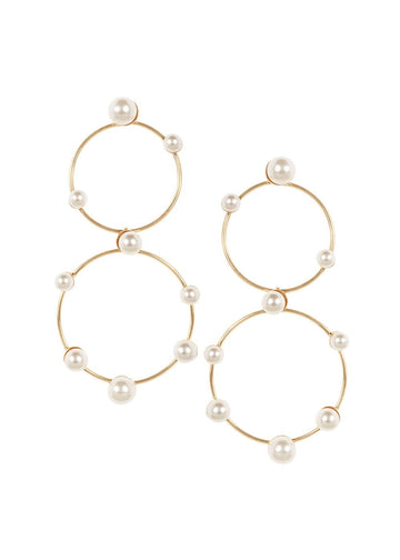 Ariel Pearl Hoops - bridal Earrings - Elizabeth Bower