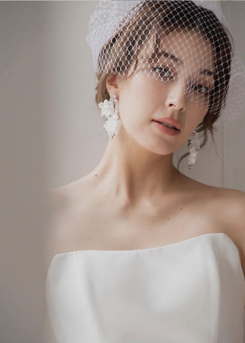 Bud Organna Floral Statement Earrings - bridal Earrings - Elizabeth Bower
