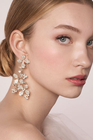 Budding Cascade Bridal Drop Earrings - bridal Earrings - Elizabeth Bower