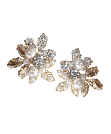 Corsage Cluster Pearl Earrings - bridal Earrings - Elizabeth Bower