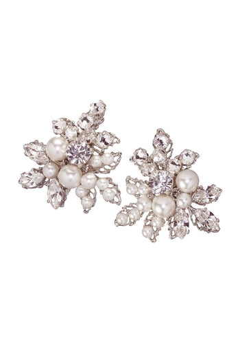 Corsage Pearl Cluster Stud Earrings - bridal Earrings - Elizabeth Bower