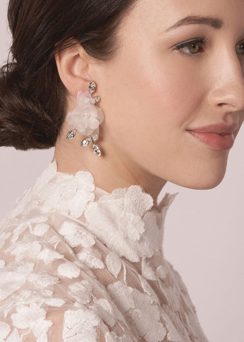 Crystalla Flutter Floral Stud Earring - bridal Earrings - Elizabeth Bower