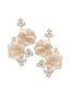 blush Floral crystal chandelier earring with silk flowers on white background