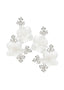 Floral crystal chandelier earring with silk flowers on white background