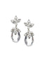 Crystal floral drop earring on white background