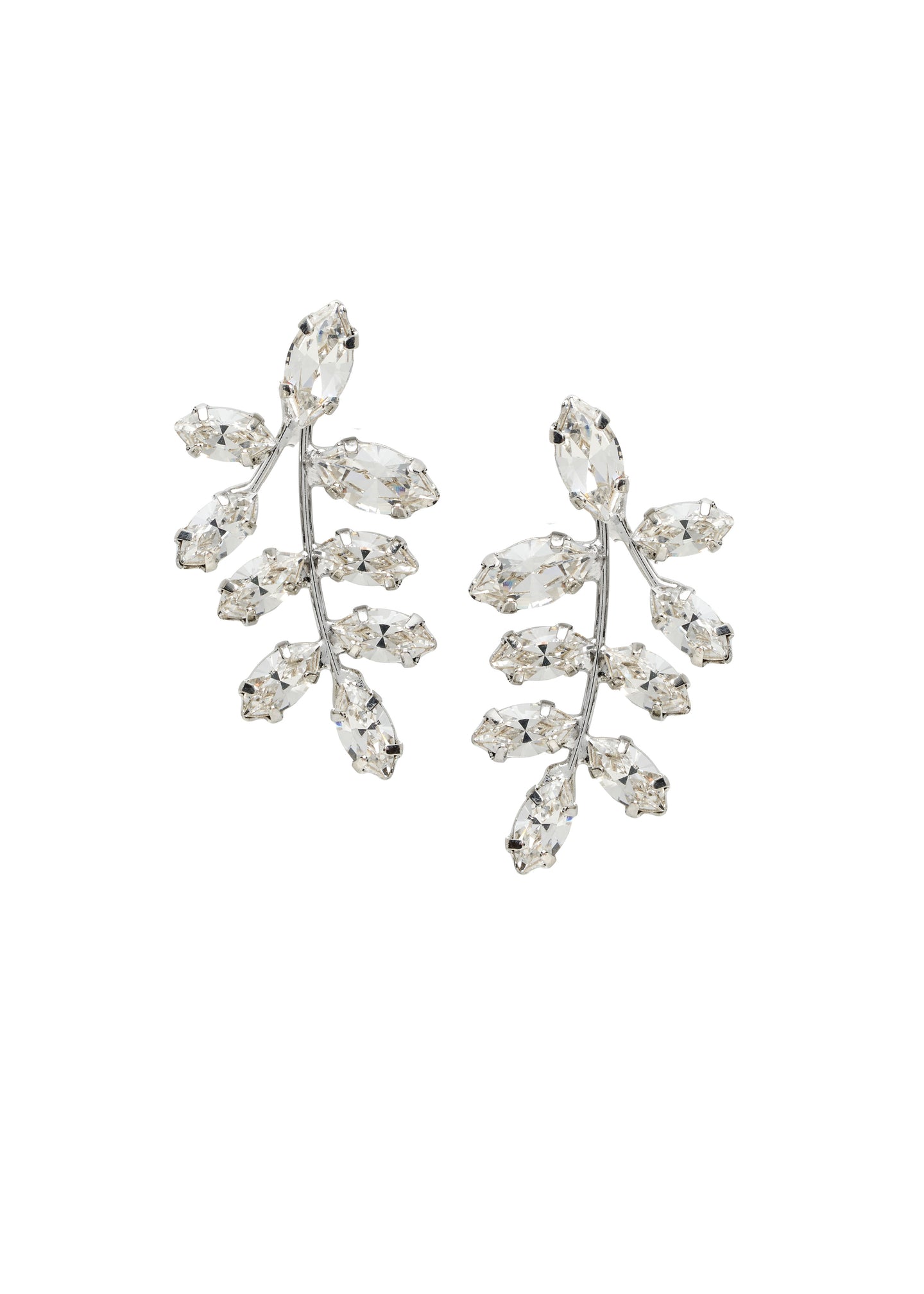 Swarovski crystal left right design earring on white background