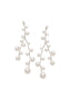 Cascading silver pearl chandelier earring on white background