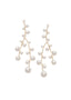 Cascading gold pearl chandelier earring on white background