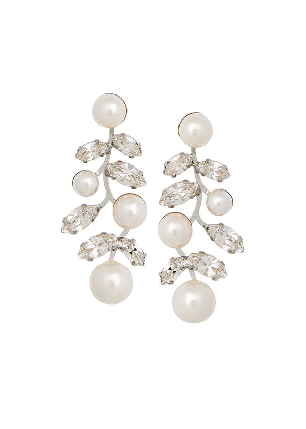 Swarovski Crystal and pearl drop earring on white back ground