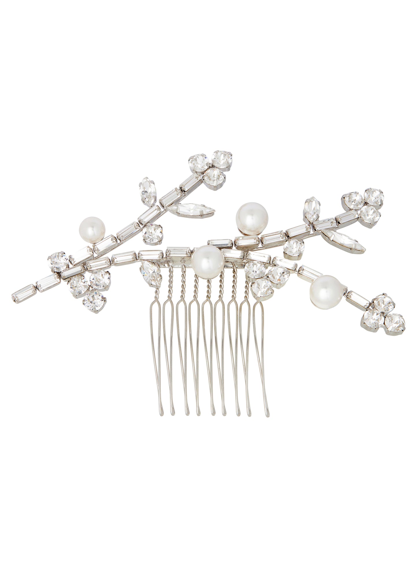 Crystal and pearl Bridal hairpiece in white background