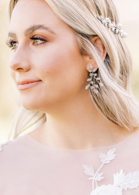 Fleur Crystal Stud Earrings - bridal Earrings - Elizabeth Bower