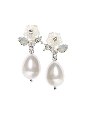 Florum Bud Pearl Drop Earrings - bridal Earrings - Elizabeth Bower