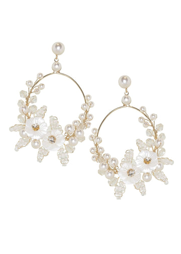 Garland Floral Hoop Earrings - bridal Earrings - Elizabeth Bower