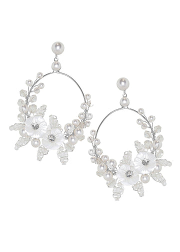Garland Floral Hoop Earrings - bridal Earrings - Elizabeth Bower