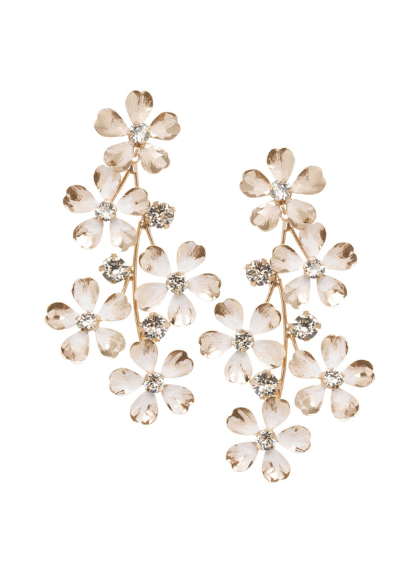 Hand painted gold floral chandelier on white background