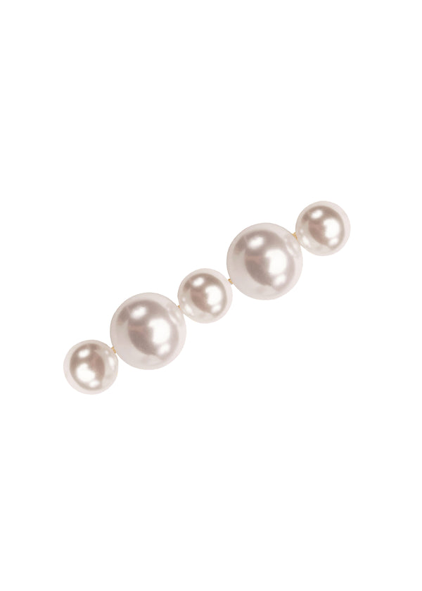 Gold Pearl hairpin with five alternating pearls in a row on white back ground