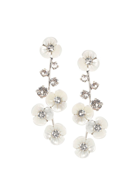 Loretta Crystal Floral Drop Earrings - bridal Earrings - Elizabeth Bower