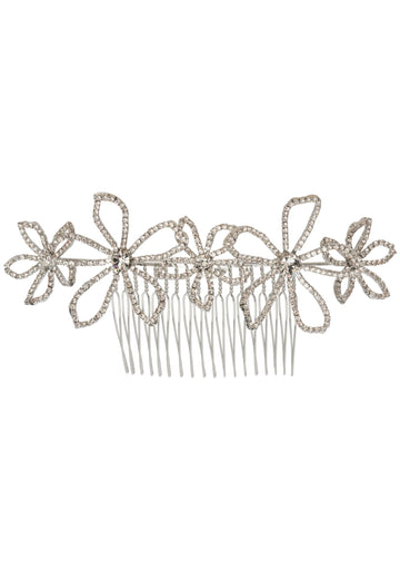 Pavet Garland Crystal Floral Hair Comb - bridal - Elizabeth Bower