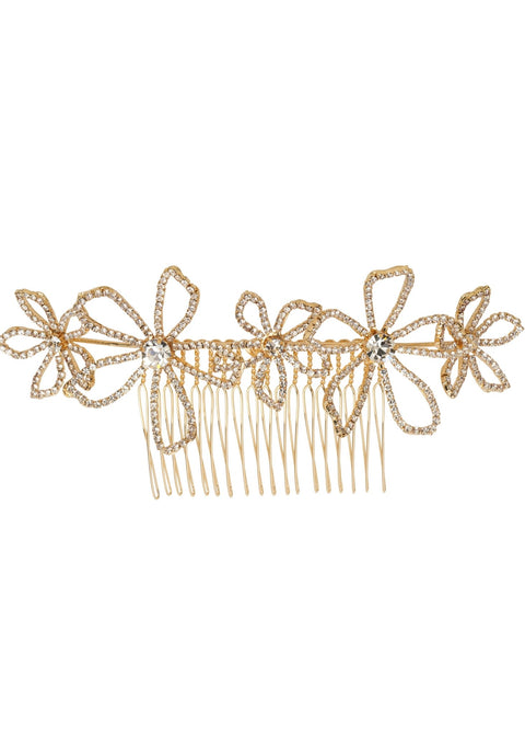 Pavet Garland Crystal Floral Hair Comb - bridal - Elizabeth Bower