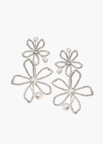 Pavet Pearl Statement Earrings - bridal Earrings - Elizabeth Bower