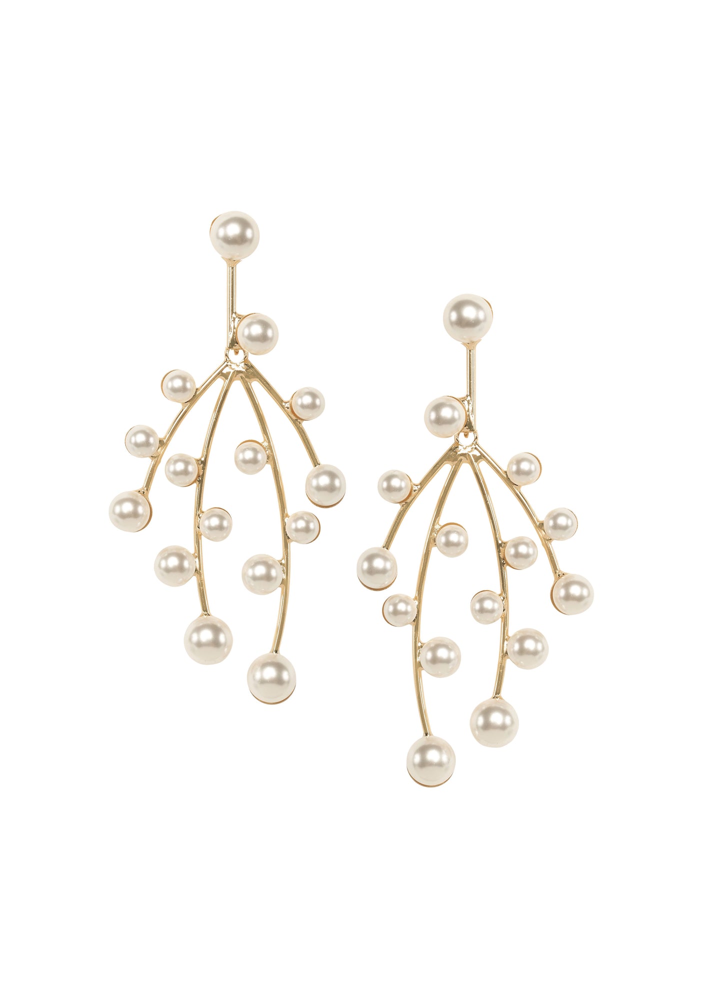 Mini pearl gold chandelier earring (on white background)
