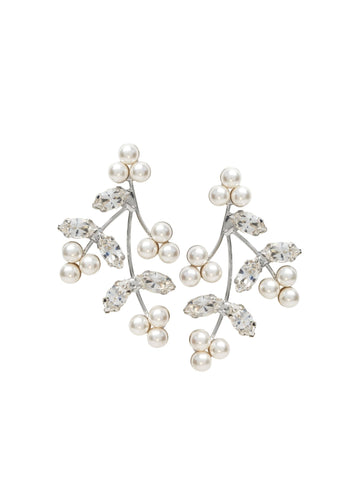 Pearl Triplet Cluster Stud Earrings - bridal Earrings - Elizabeth Bower