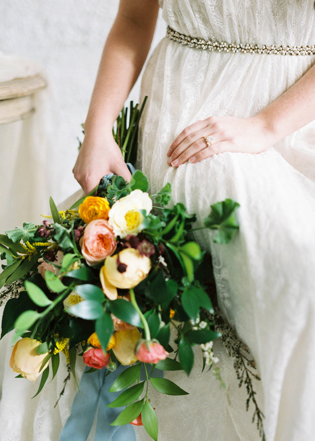 Annie Pearl Sash - Ivory