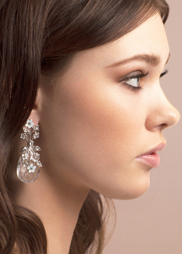 Sakura Dew Crystal Drop Earrings