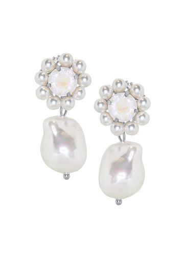 Baroque Bauble Pearl Drop Earrings - bridal Earrings - Elizabeth Bower