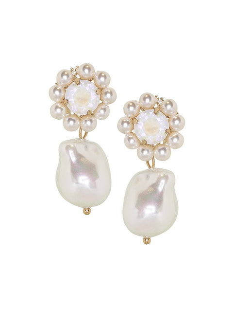 Baroque Bauble Pearl Drop Earrings - bridal Earrings - Elizabeth Bower