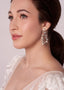 Swarovski pearl and crystal mini cascading chandelier in silver on model