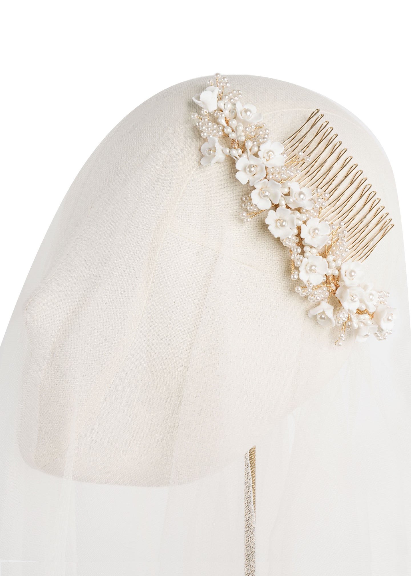 Snowdrop Double Floral Bridal Comb