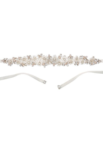 Gardenia Floral Sash Long - bridal Sash - Elizabeth Bower