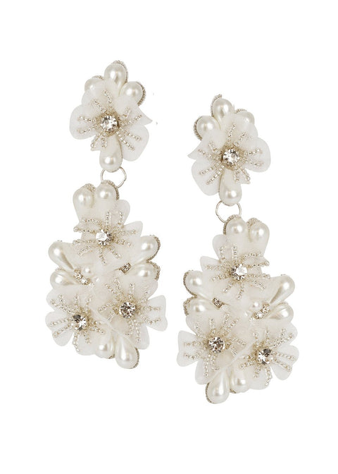 Gardenia Pearl Drop Earring - bridal Earrings - Elizabeth Bower