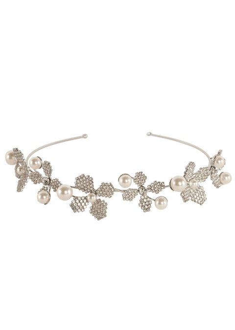 June Pearl Crystal Floral Headband - bridal hairband - Elizabeth Bower