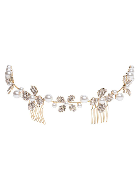 June Pearl Crystal Garland - bridal comb - Elizabeth Bower