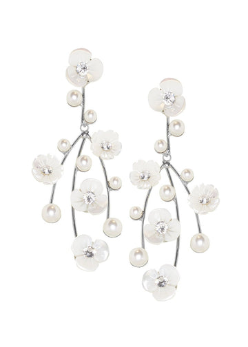 Loretta Cascade Floral Chandeliers - bridal Earrings - Elizabeth Bower
