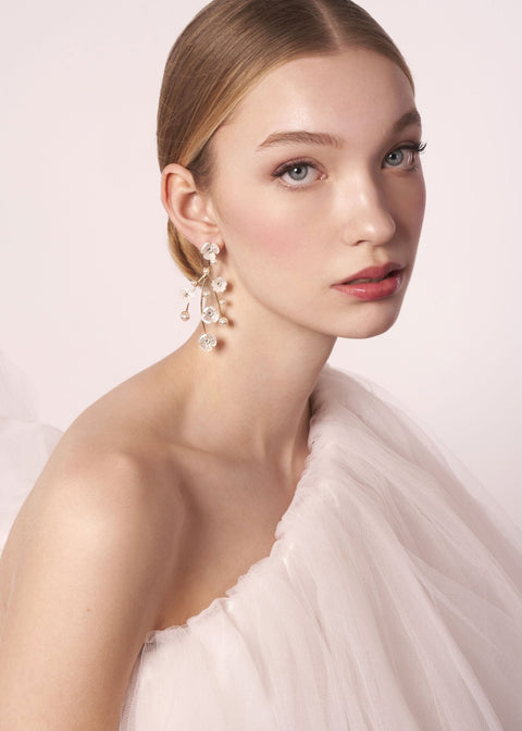 Loretta Cascade Floral Chandeliers - bridal Earrings - Elizabeth Bower