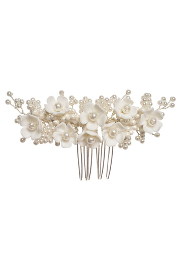 Snowdrop Mini Floral Comb - bridal hairpiece - Elizabeth Bower