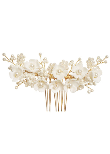 Snowdrop Mini Floral Comb - bridal hairpiece - Elizabeth Bower