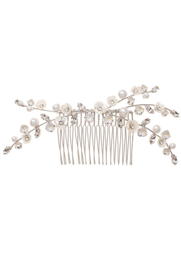 Trillium Pearllum Hair Comb - bridal Hairpiece - Elizabeth Bower
