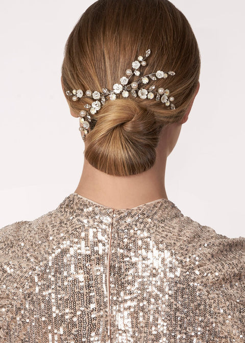 Trillium Pearllum Hair Comb - bridal Hairpiece - Elizabeth Bower