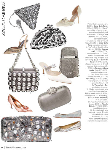 A selection of metallic evening bags against a white background