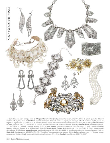 Pearl and crystal bracelet in press clipping from inside wedding magazine