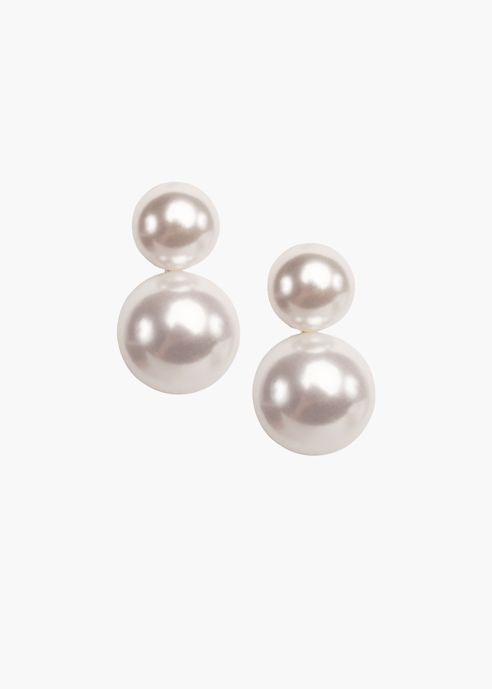 Double pearl classic wedding earrings in gold against a white background 