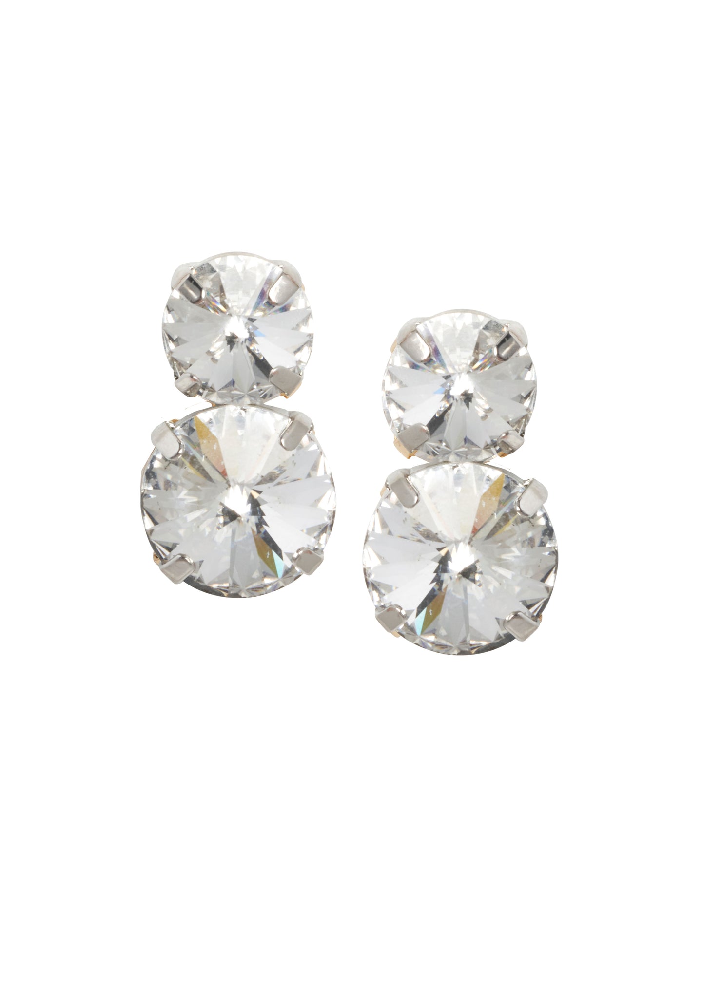 Swarovski double crystal stud earring on white background